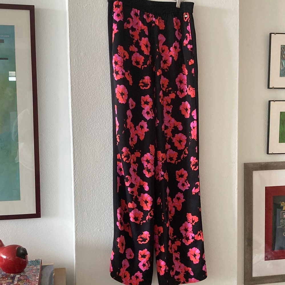 Floral Black and Pink Women's Pants